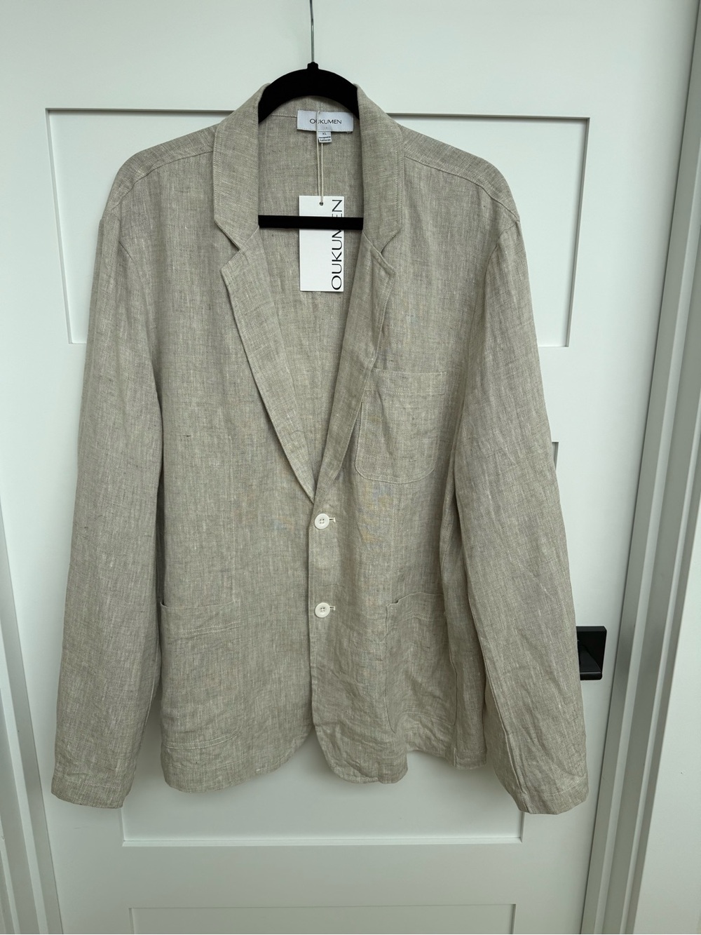 OUKU 100% Linen Single Breasted Blazer Jacket XL NWT